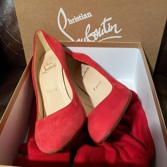 Christian Louboutin Simple pump no platform, 38.5 tender Coral Veau Velour suede - Picture 8 of 10